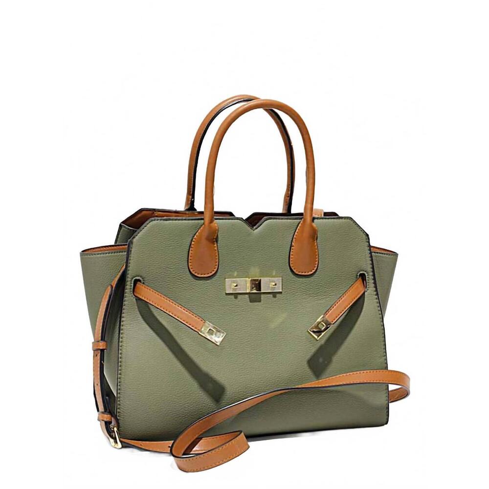 NEW MC HANDBAGS women's angelica vegan leather satchel bag in olive